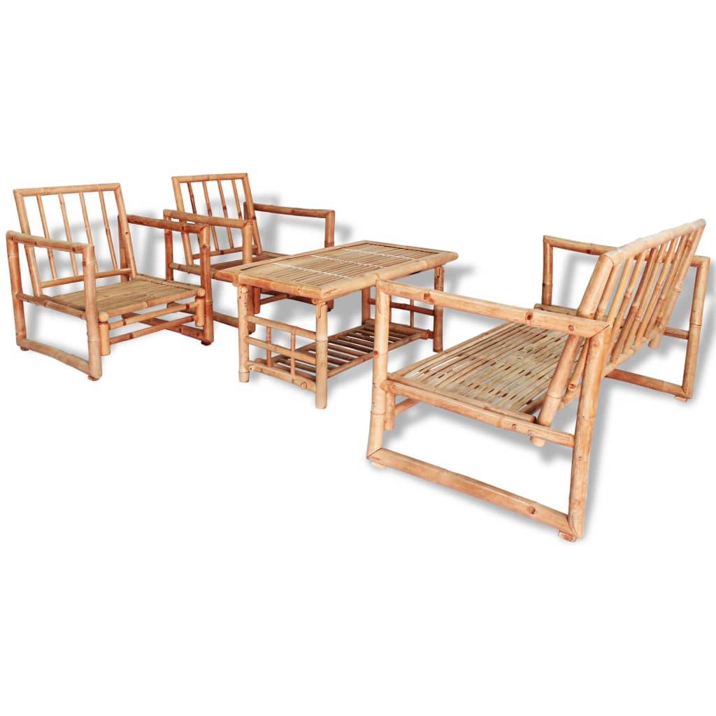 Vidaxl - Salon de jardin 4 pcs avec coussins Bambou vidaXL 43159 - Image 2