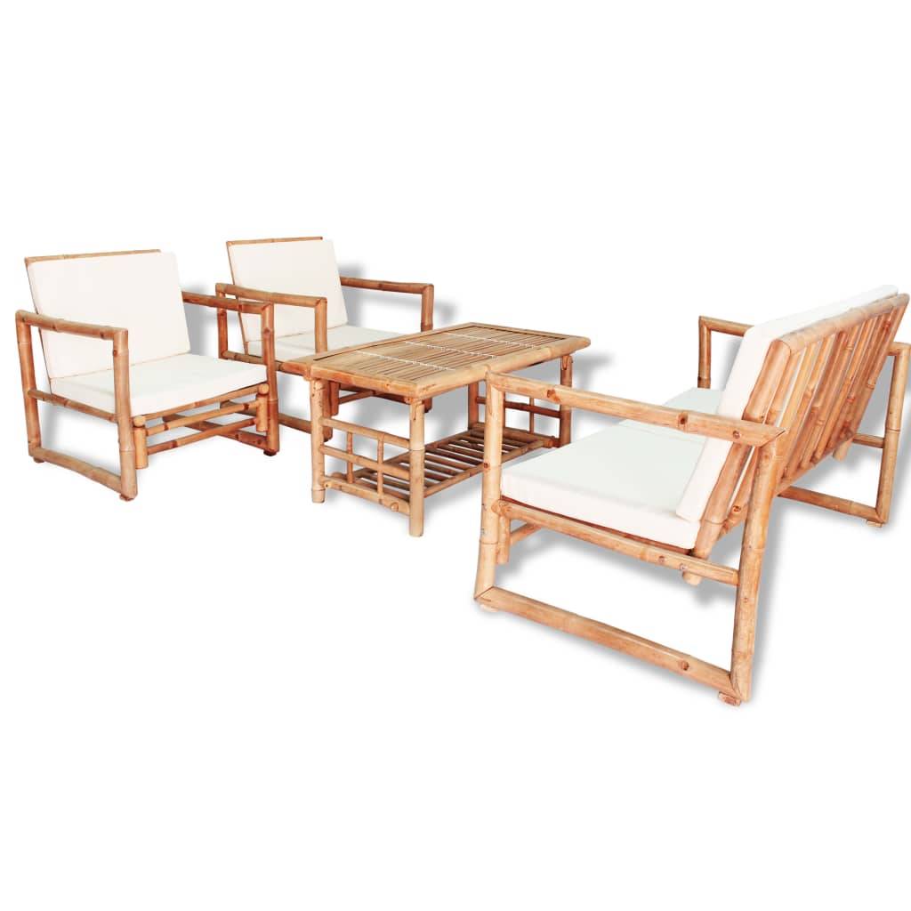 Vidaxl - Salon de jardin 4 pcs avec coussins Bambou vidaXL 43159 - Image 1