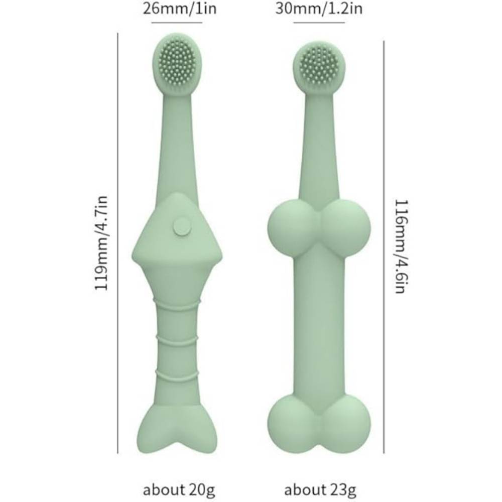 DtopbuyAge - Lot De 2 Brosses À Dents Silicone Poisson Os Vert Pour Chiens Et Chats - Image 5