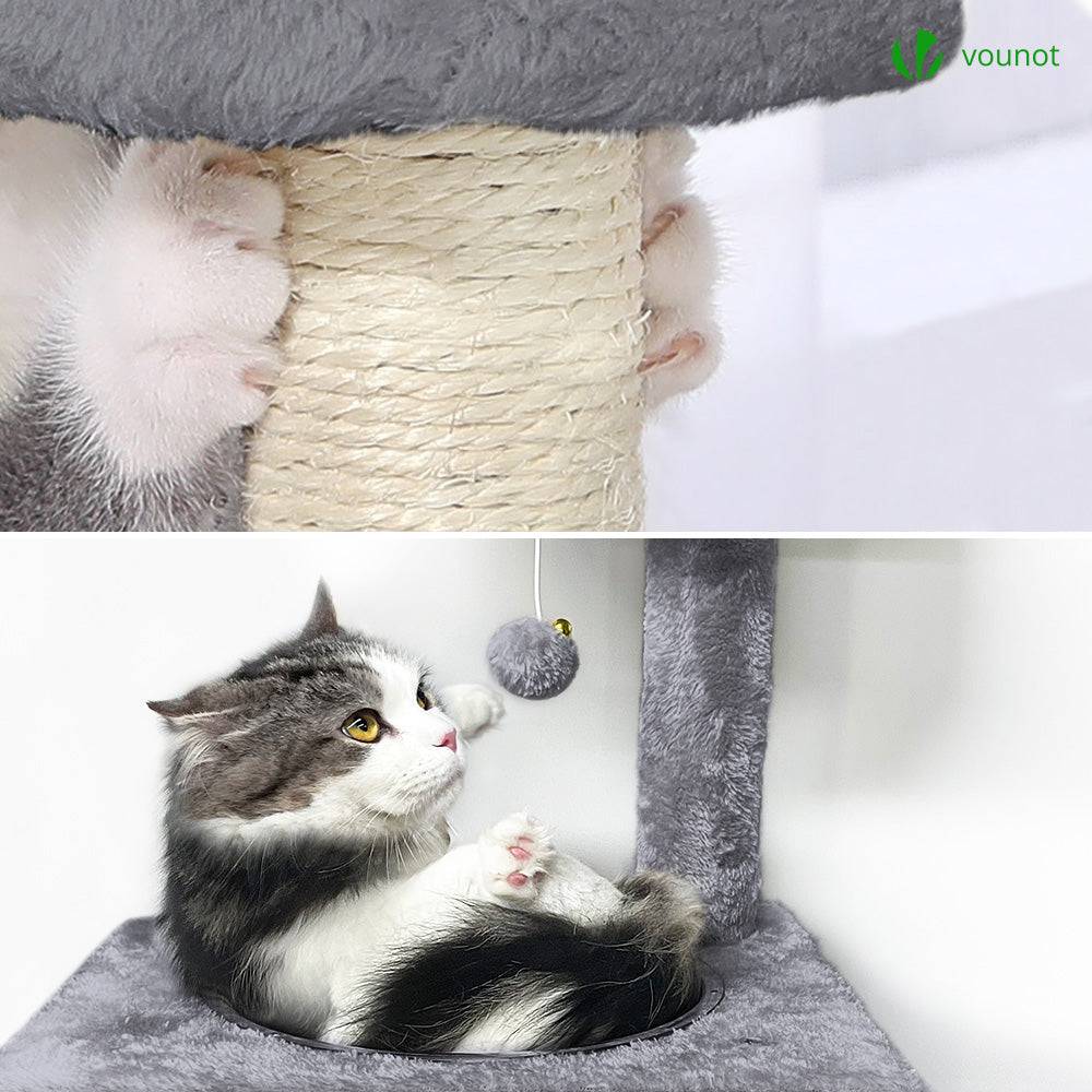 Vounot - Arbre à chat 138cm avec capsule spatiale, griffoir, niche et plateforme - Gris - Arbre à grimper pour chats - VOUNOT® - Image 5