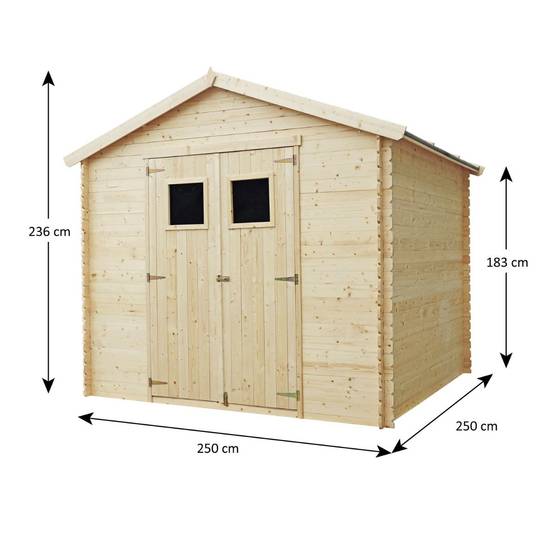 Abri de jardin bois TRIGANO 6.25 m² avec porte simple et panneaux robustes pour organiser et protéger votre matériel extérieur - Image 3