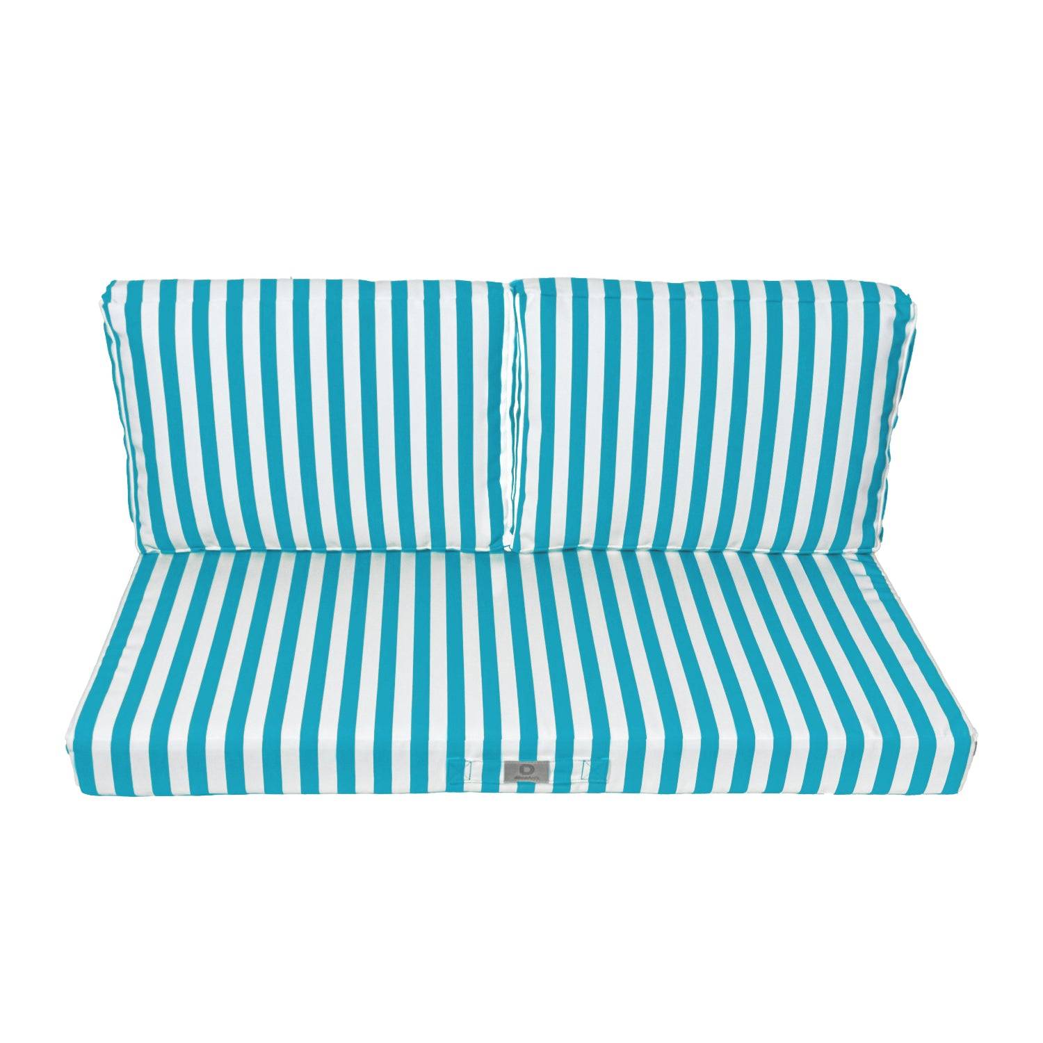 Coussins pour salon de jardin déhoussable 100x50cm Rayure turquoise - Déco arts - Image 3