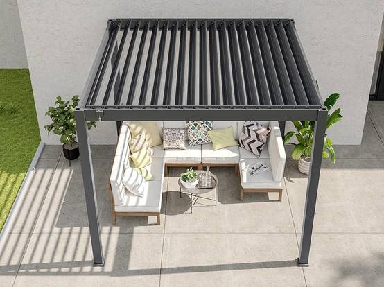 Pergola Bioclimatique Autoportée AURORA - 3x3 m – Gris Anthracite - Image 3