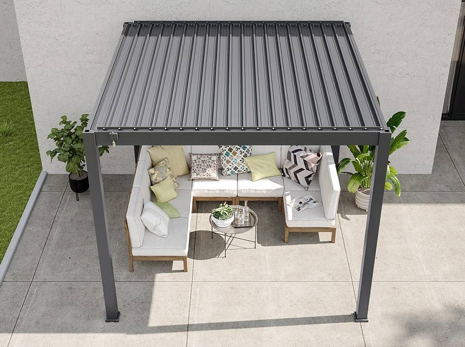 Pergola Bioclimatique Autoportée AURORA - 3x3 m – Gris Anthracite - Image 4