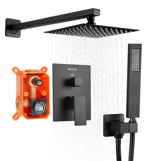 VEVOR Kit de Douche avec Douchette de Tête Carrée 20,3 cm et à Main Noir Mat - Image 1