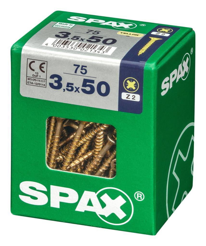 Spax - Lot de 75 vis acier tête fraisée pozidriv SPAX, Diam.3.5 mm x L.50 mm - Image 5