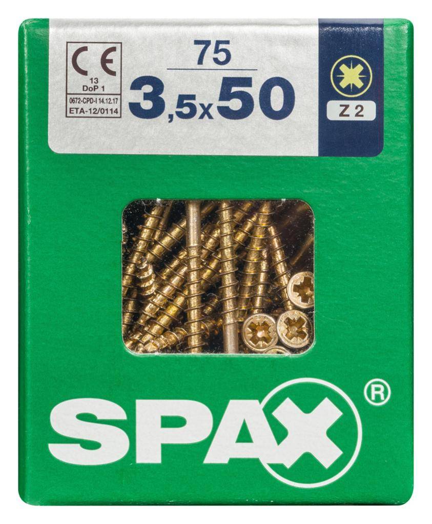 Spax - Lot de 75 vis acier tête fraisée pozidriv SPAX, Diam.3.5 mm x L.50 mm - Image 4