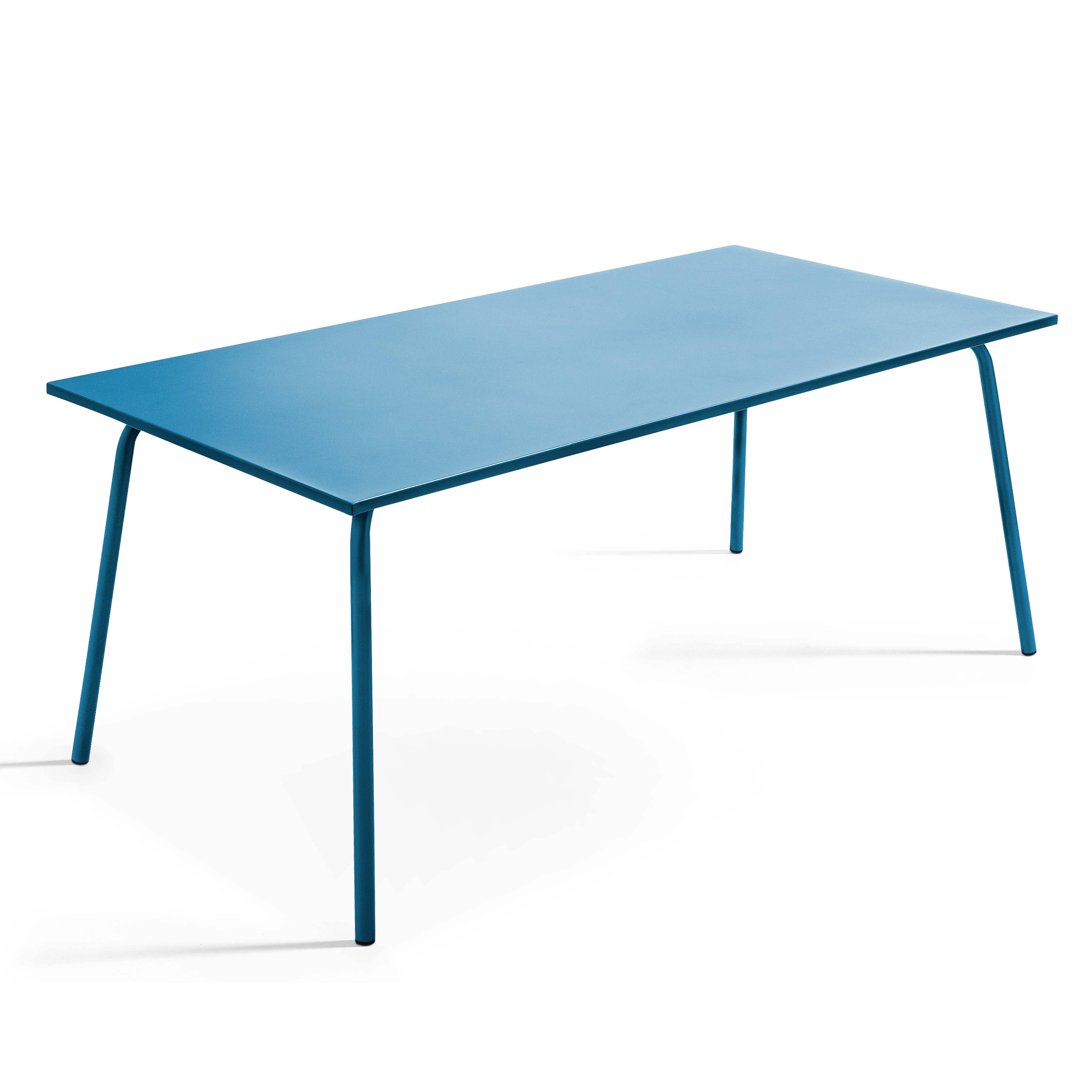 Oviala - Ensemble table de jardin et 6 fauteuils en métal bleu pacific Palavas - Oviala - Image 5