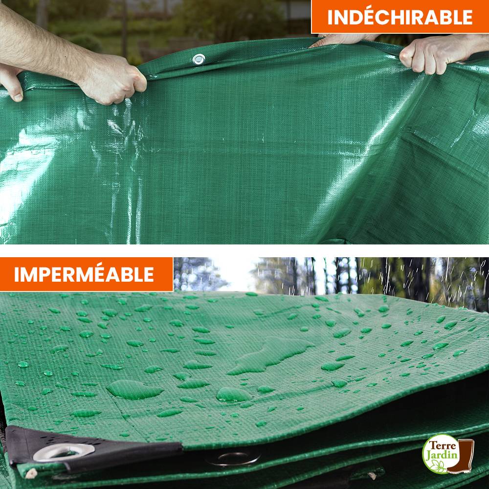 Bâche épaisse ultra résistante 240 g/m2 2 x 3 Vert - Image 3