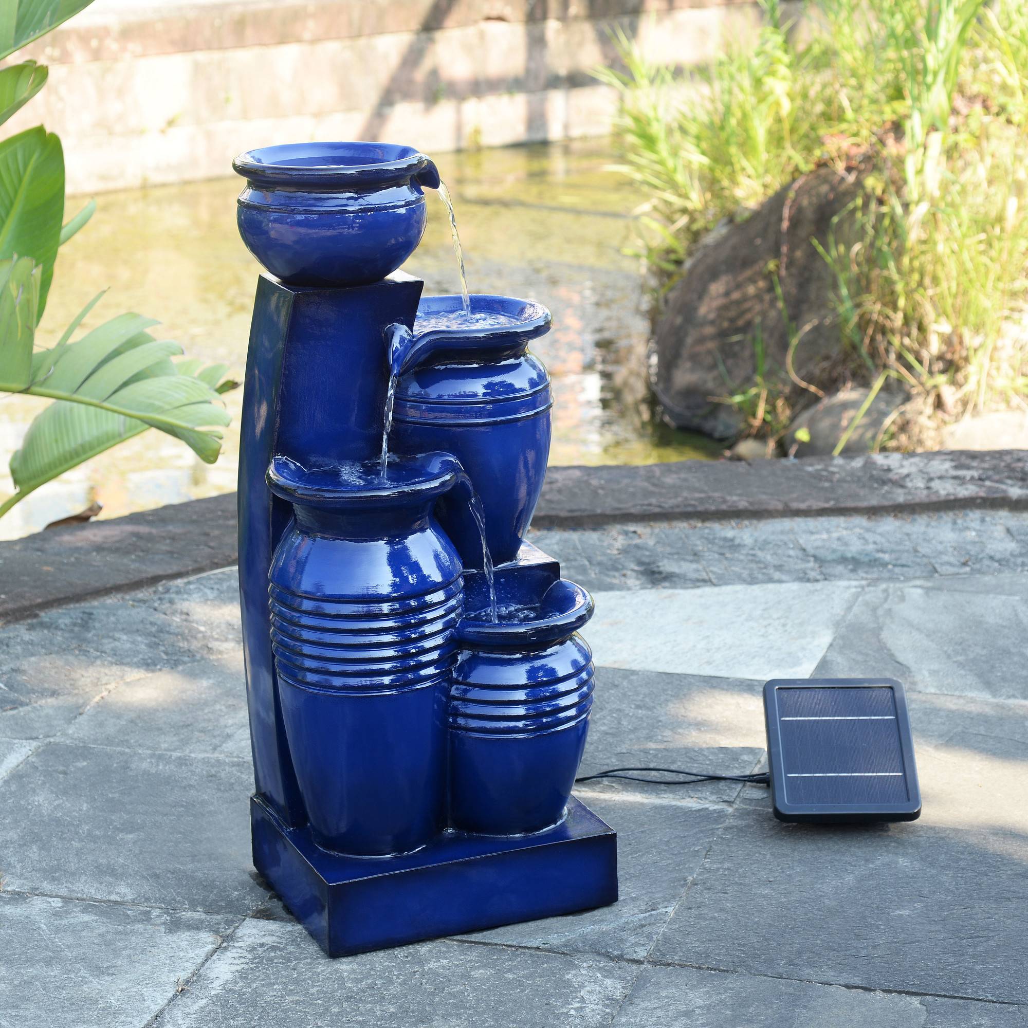 Teamson Home - Fontaine solaire 4 niveaux en polyrésine, bleue Teamson Home - Image 7