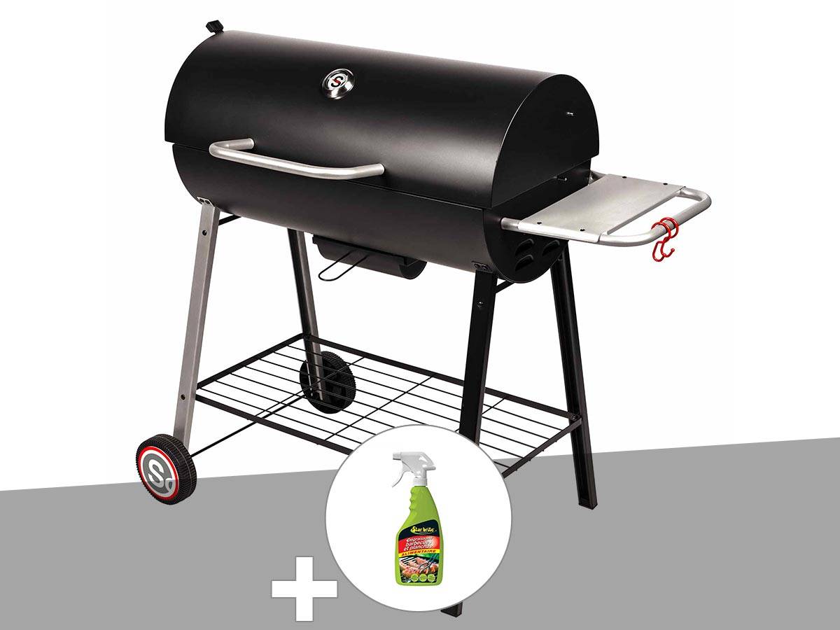 Somagic - Barbecue à charbon sur chariot Michigan + Dégraissant pour barbecue - Somagic