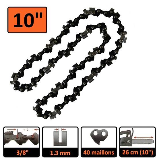 Gt Garden - Guide 10 pouces (26 cm) avec chaîne 40 maillons pour tronçonneuse élagueuse 25 cm3 - GT GARDEN - Image 3