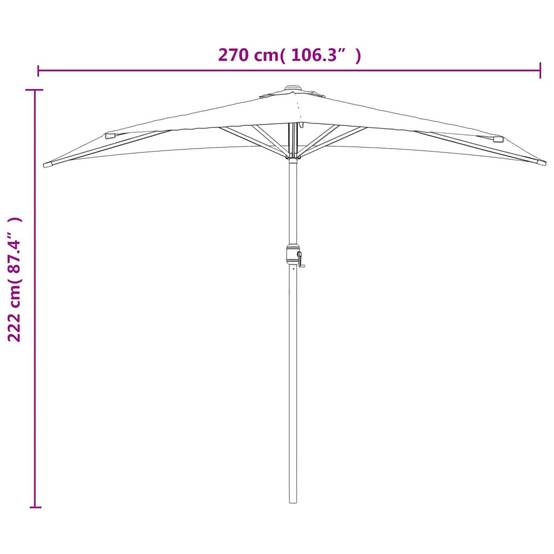 Parasol de balcon aluminium et acier sable 270 x 144 x 222 cm - PANGIVO - Image 9
