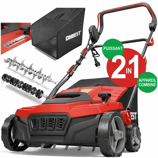 Scarificateur Aérateur de pelouse électrique 2 en 1 1800 watts Largeur travail 38cm - Image 5