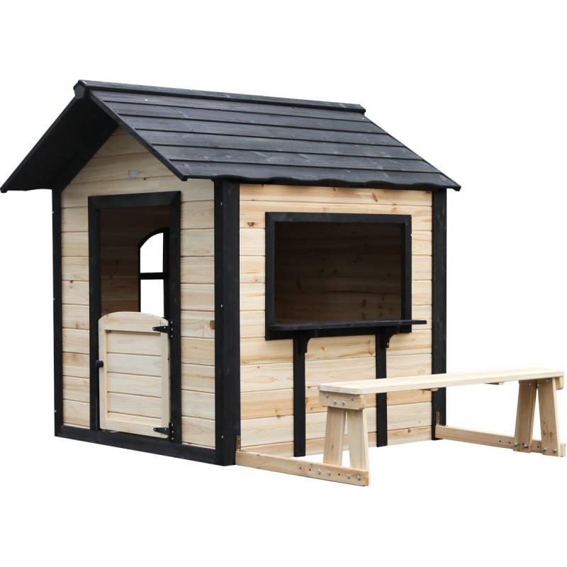 Maisonnette enfants 1,6 m² bois sapin thermo-traité Abracadaprout Schproutch naturel noir - Image 2