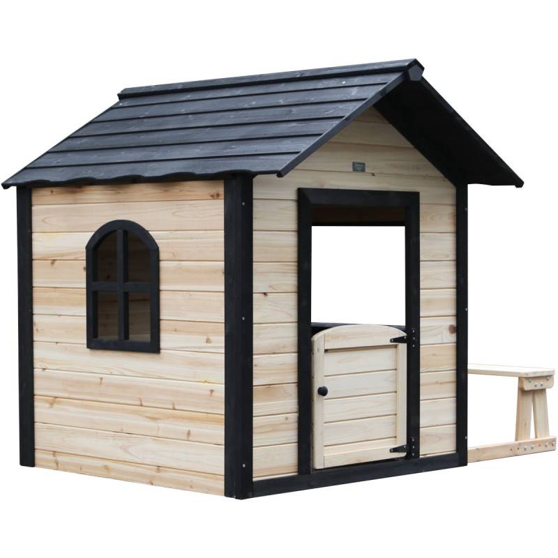 Maisonnette enfants 1,6 m² bois sapin thermo-traité Abracadaprout Schproutch naturel noir - Image 3