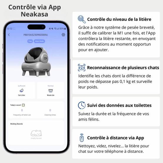 NEAKASA M1 Litière automatique pour grands chats, Gris + Clôture d'entrée surélevée NEAKASA - Image 5
