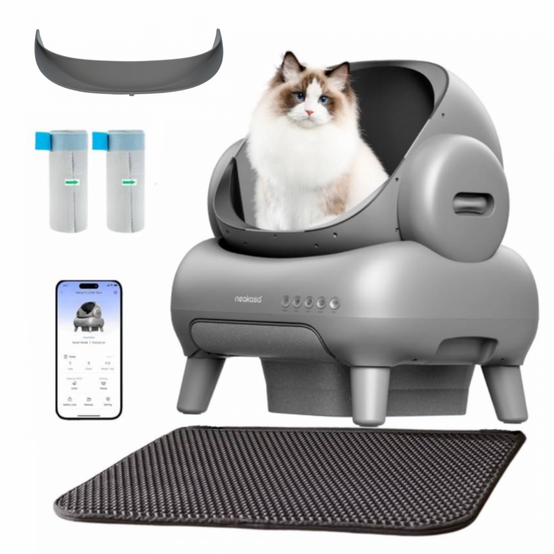 NEAKASA M1 Litière automatique pour grands chats, Gris + Clôture d'entrée surélevée NEAKASA - Image 1
