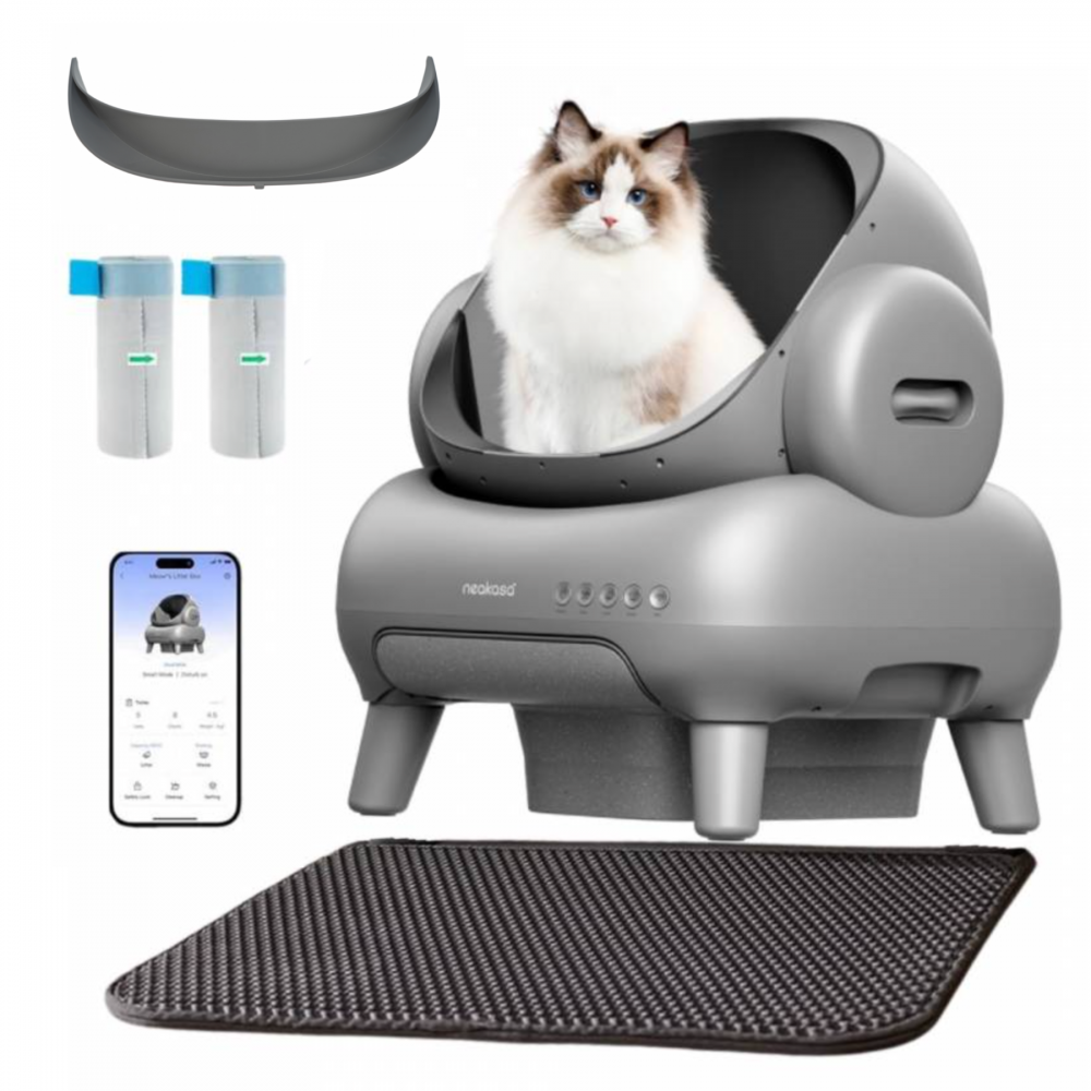 NEAKASA M1 Litière automatique pour grands chats, Gris + Clôture d'entrée surélevée NEAKASA - Image 1
