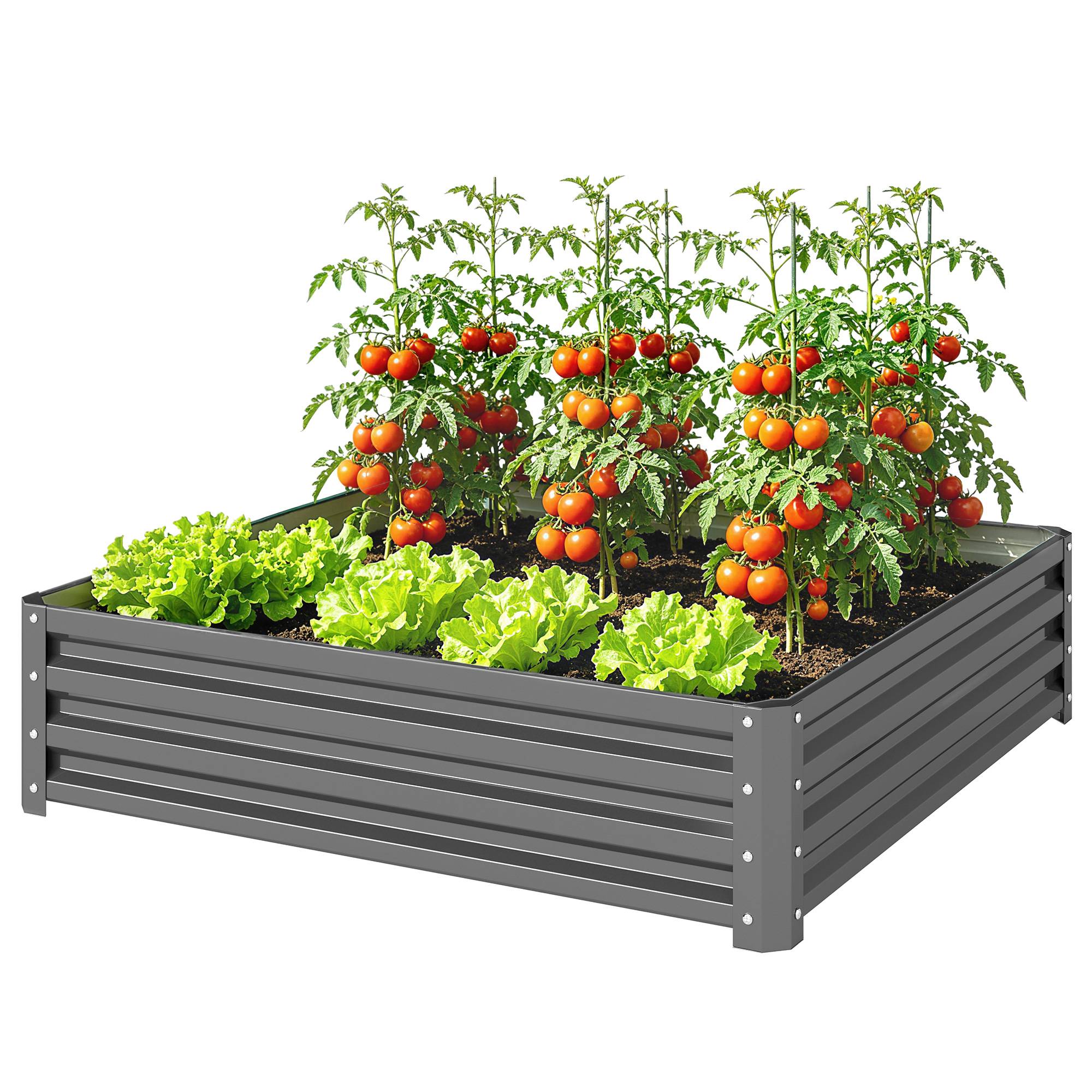 ComfortXL - Carré potager en métal fond ouvert pour herbes et légumes gris clair 120x120x30cm - ComfortXL Outdoor Living - Image 2