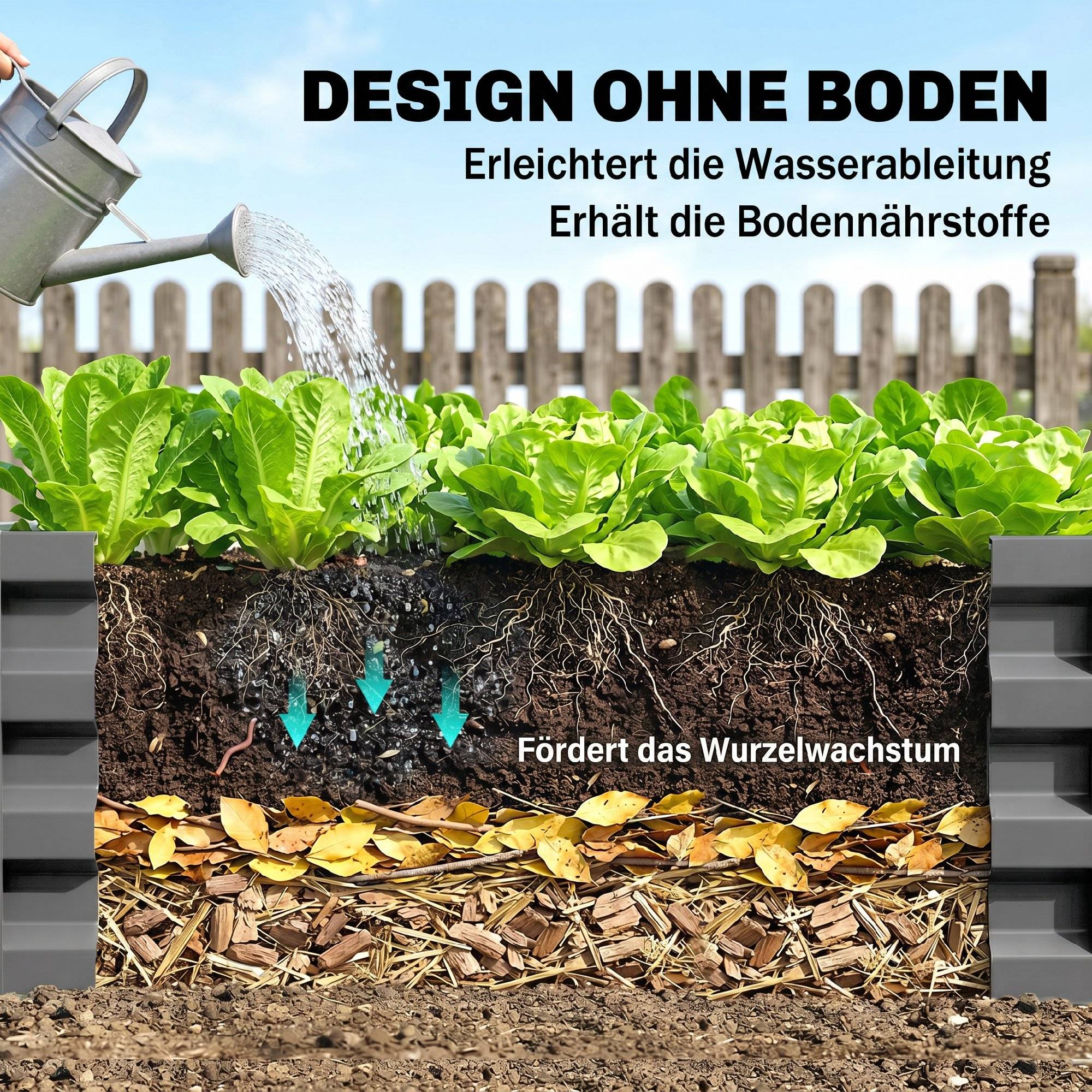 ComfortXL - Carré potager en métal fond ouvert pour herbes et légumes gris clair 120x120x30cm - ComfortXL Outdoor Living - Image 8