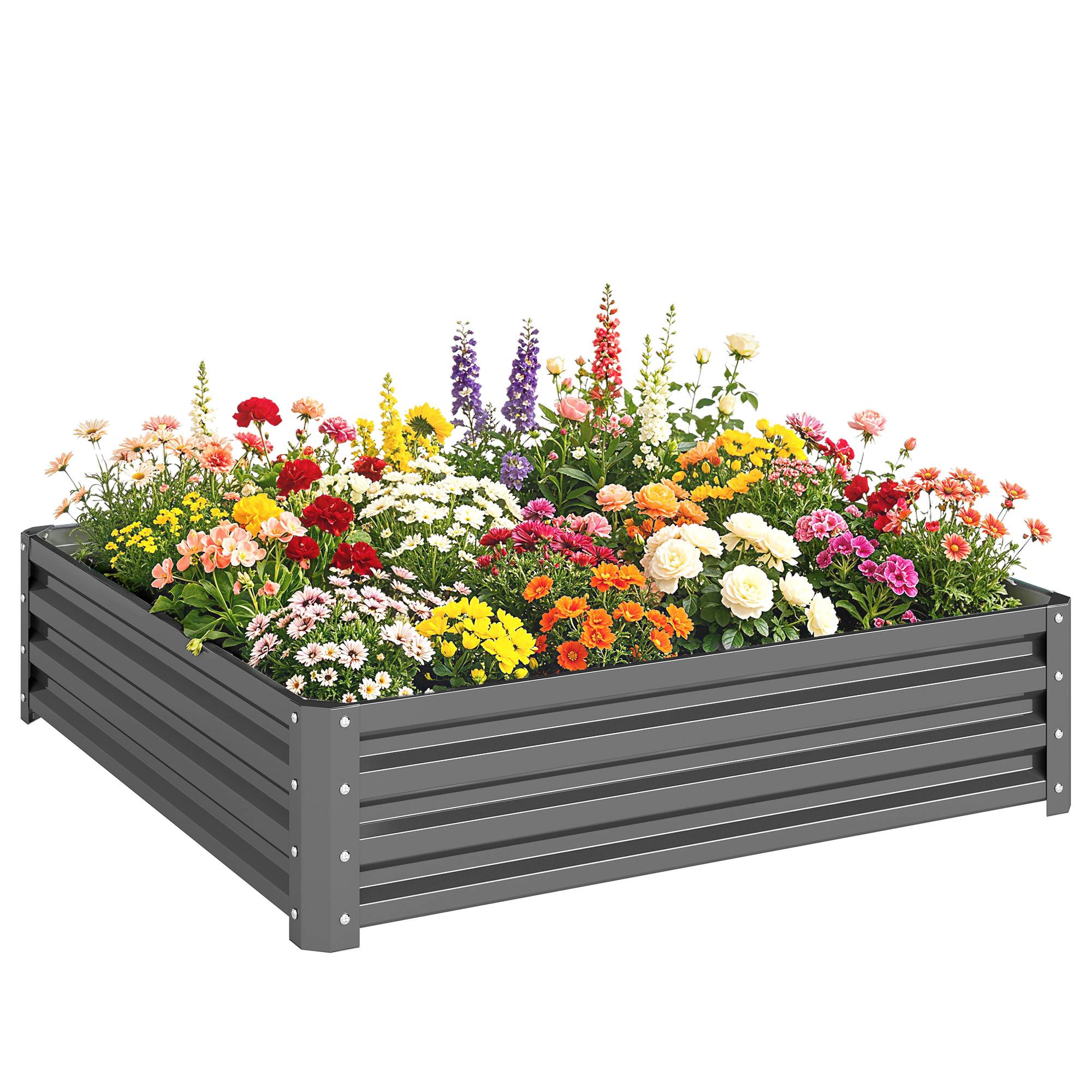 ComfortXL - Carré potager en métal fond ouvert pour herbes et légumes gris clair 120x120x30cm - ComfortXL Outdoor Living - Image 1