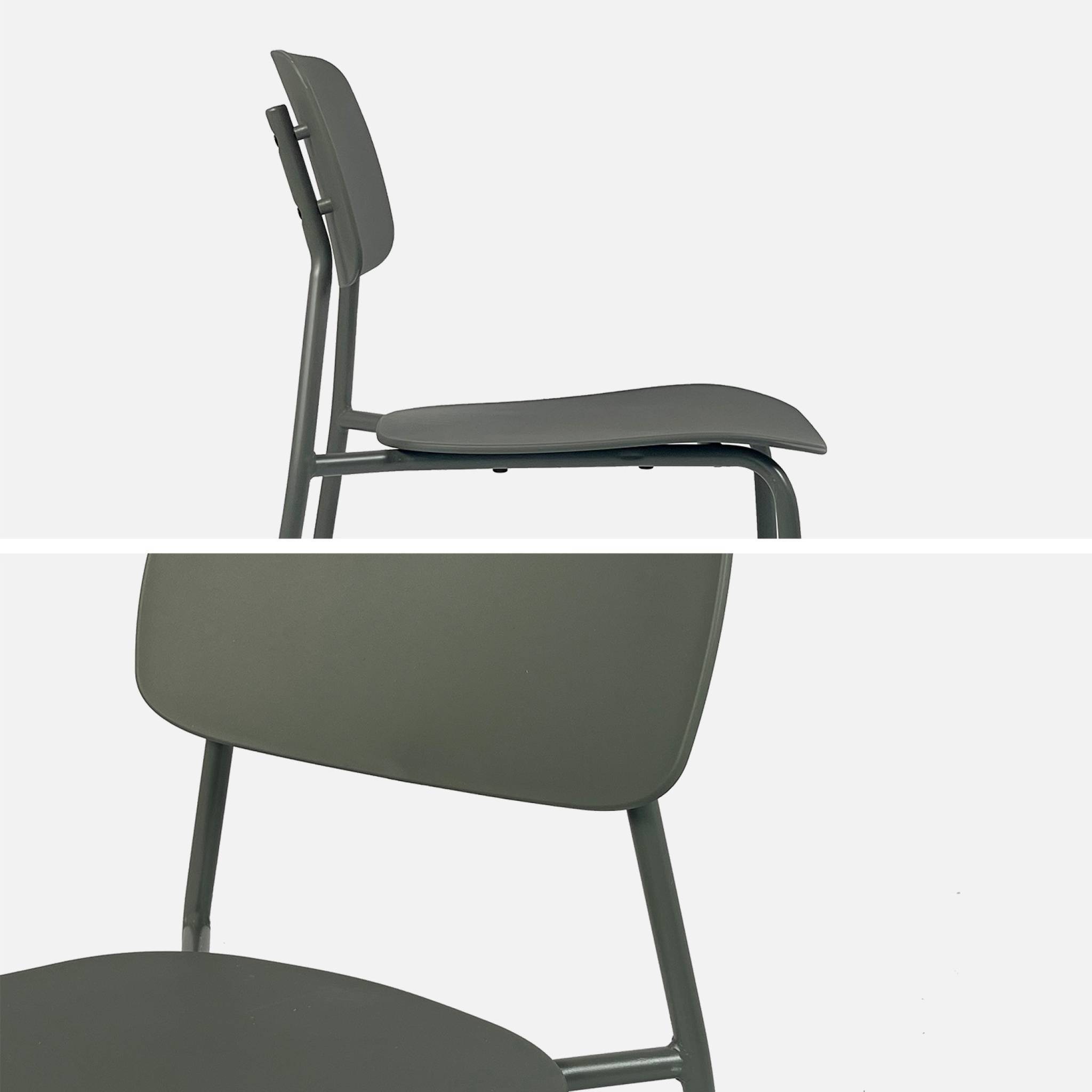 Table de jardin métal + 4 assises kaki. Amélia + Liva L 120 x 70 x 72.5cm | sweeek - Image 7