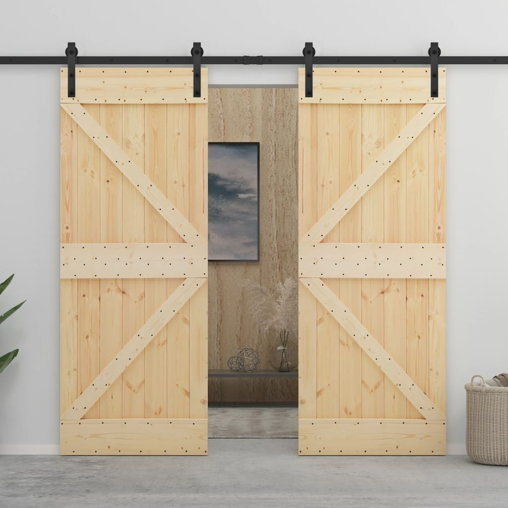 Vidaxl - Porte coulissante et kit de quincaillerie 100x210 cm Pin massif - vidaXL - Image 2