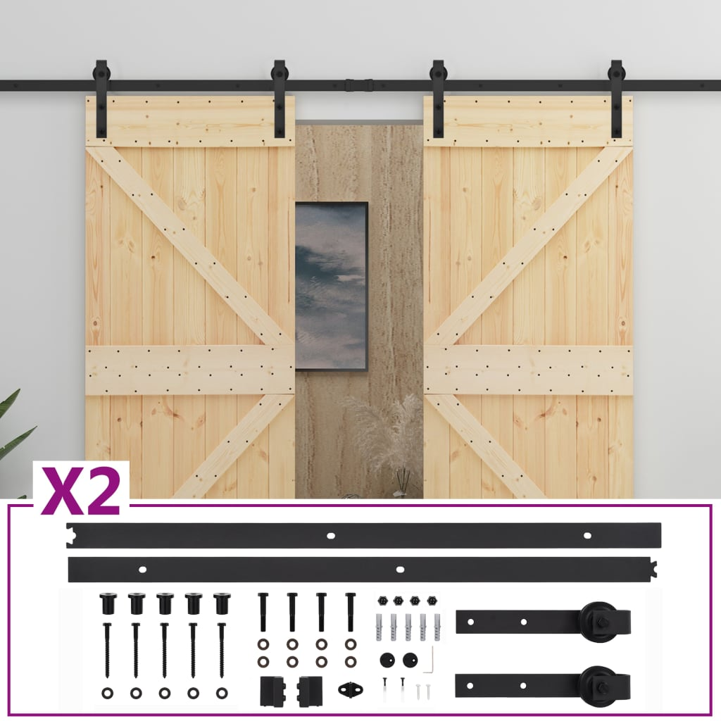 Vidaxl - Porte coulissante et kit de quincaillerie 100x210 cm Pin massif - vidaXL - Image 1
