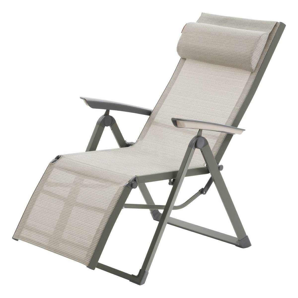 Hesperide - Fauteuil de jardin inclinable "Decima" vert olive & vert laurier 8 positions en aluminium et texaline - Hespéride - Image 2