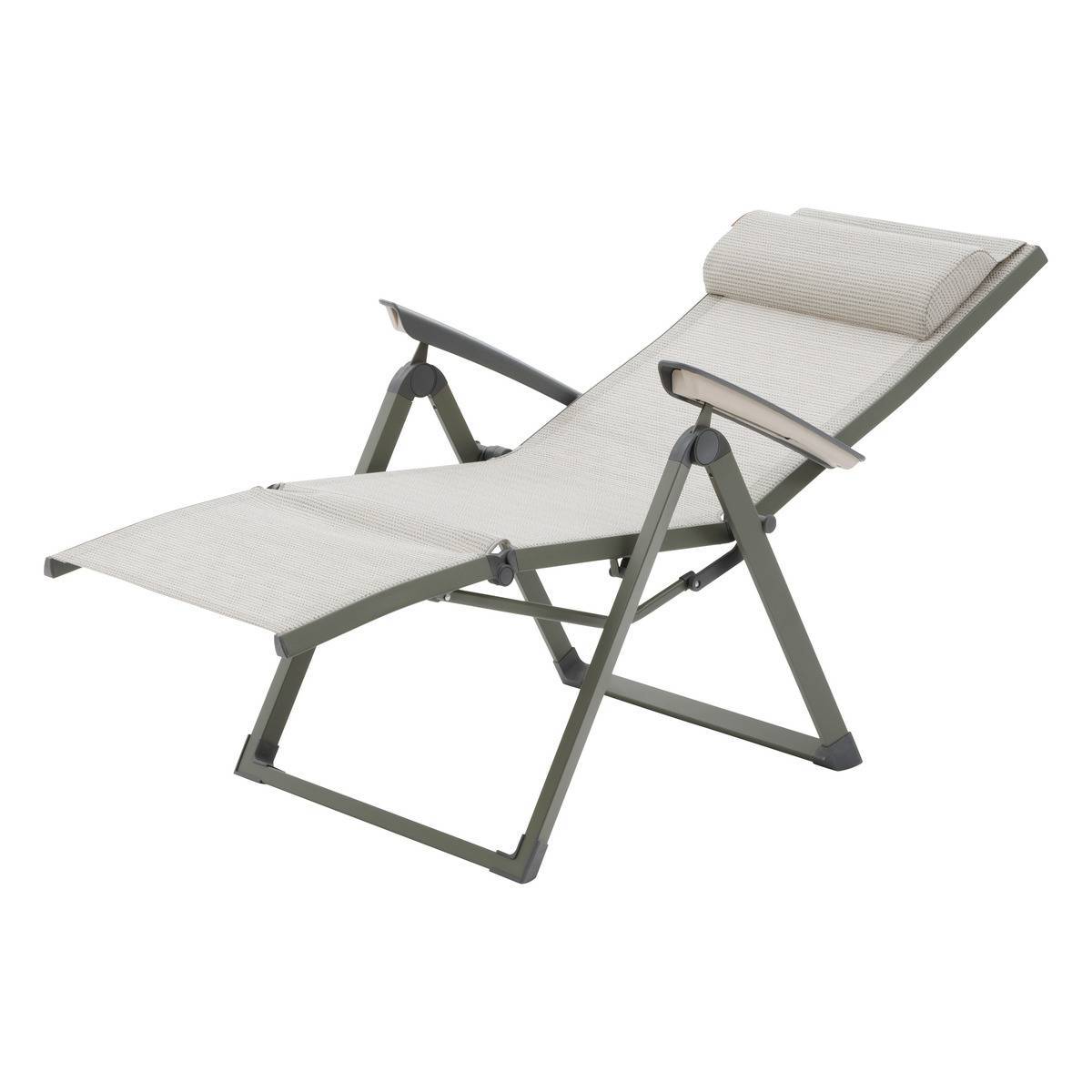 Hesperide - Fauteuil de jardin inclinable "Decima" vert olive & vert laurier 8 positions en aluminium et texaline - Hespéride - Image 5