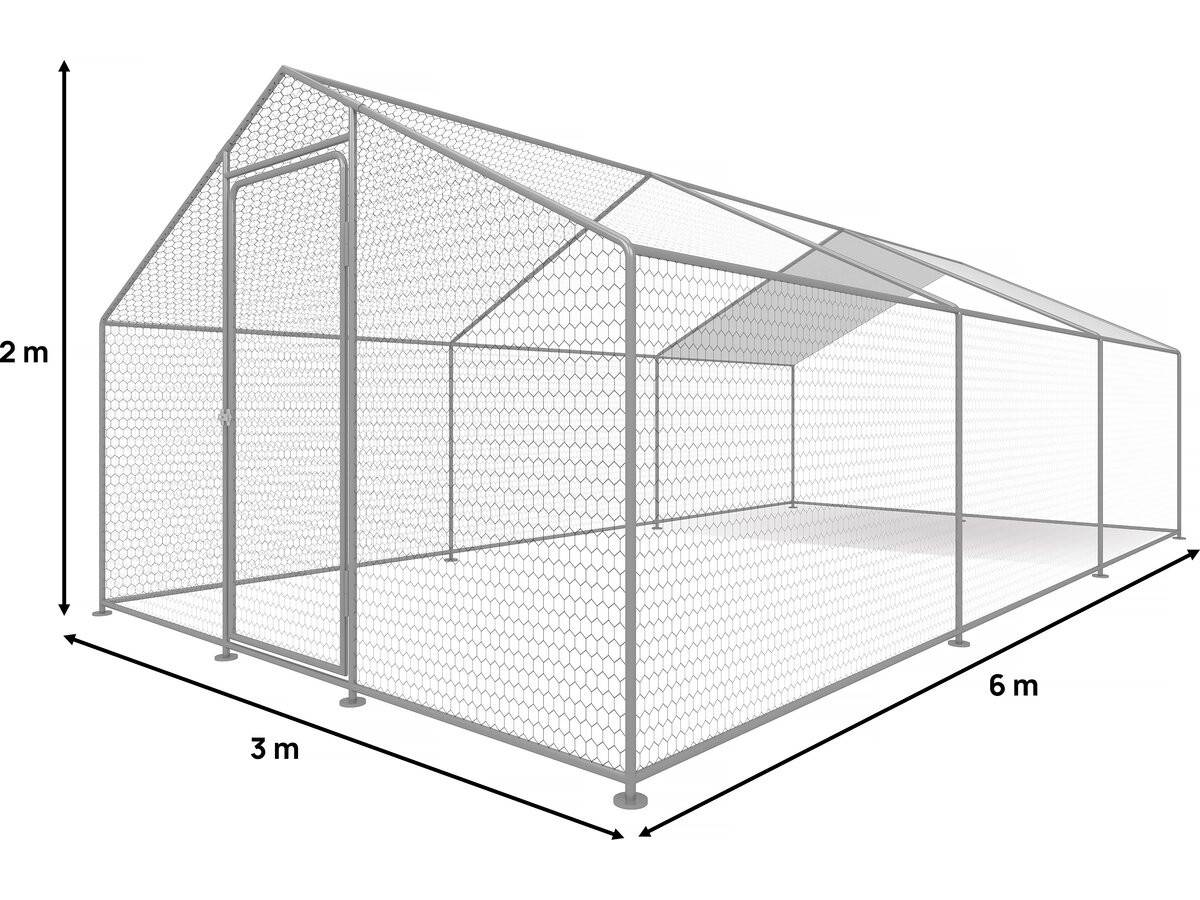 Enclos à Poules 18 M² Parc Grillagé 6 X 3 X 2 M Acier Galvanisé -habitat Et Jardin - Image 3