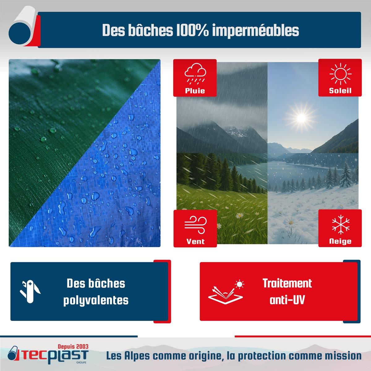 Pack 2 Bâches Bois - Top Tailles - 3x5m (x1) HQ250BO + 4x5m (x1) SR150BO - Bâches imperméables - PD5BO TECPLAST - Image 4