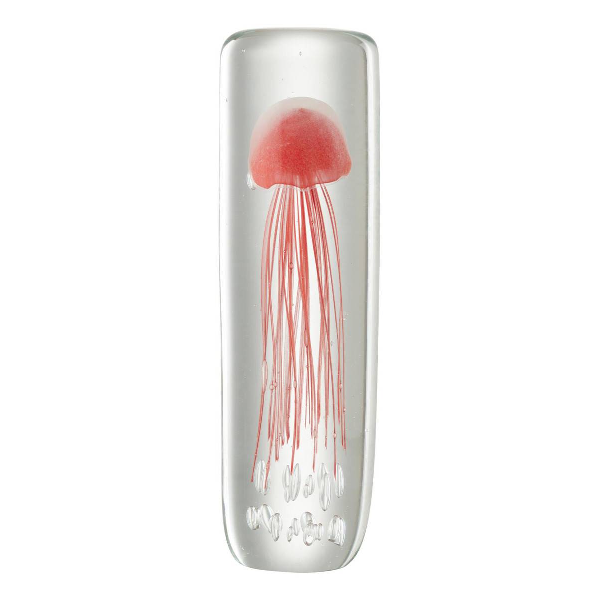 Presse-Papier en Verre "Méduse Cylindre" 29cm Rouge Soft