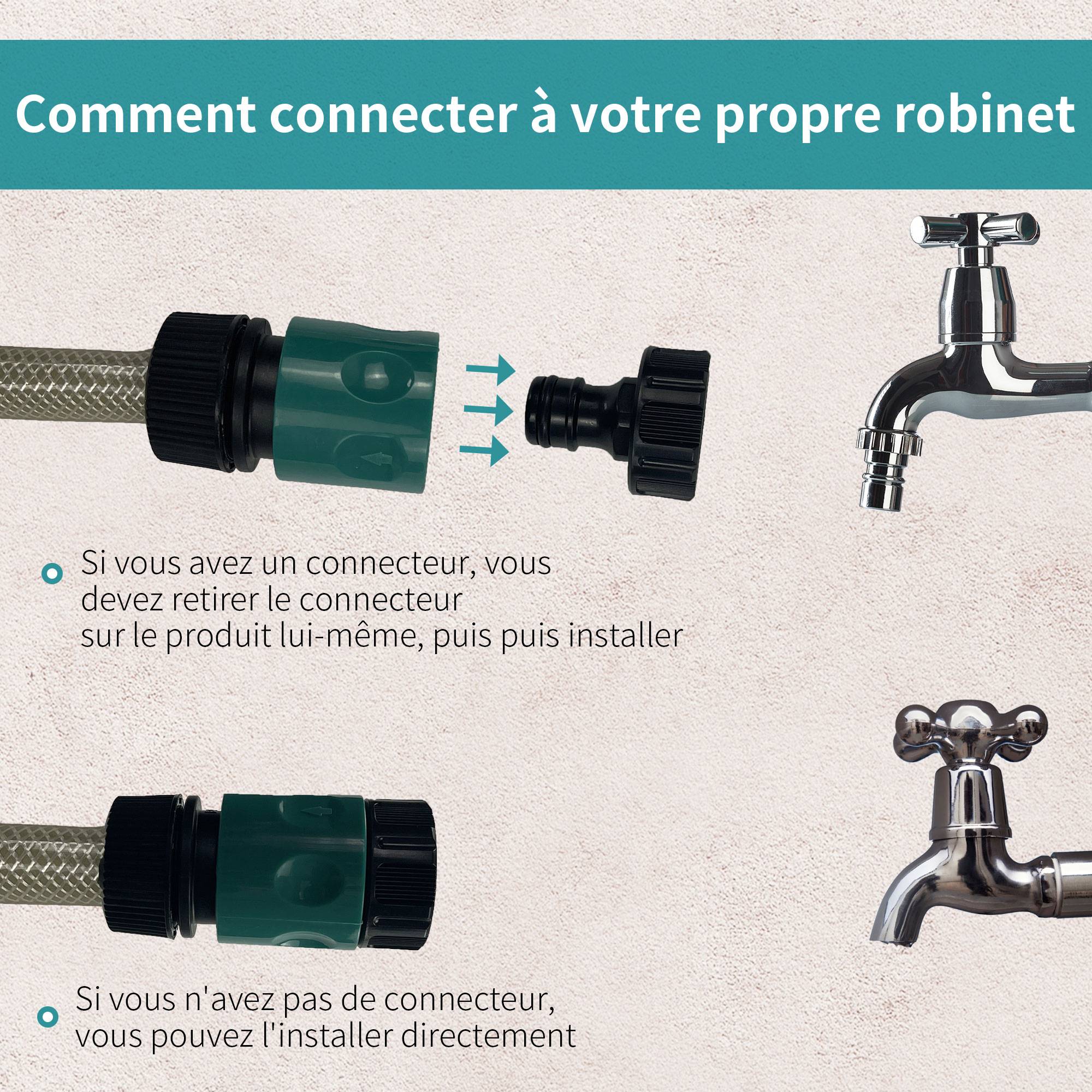 Enrouleur automatique pivotant 180° fixation mural avec tuyau 15 + 1,5 m avec Buse de Pulvérisation, noir et vert - Image 9
