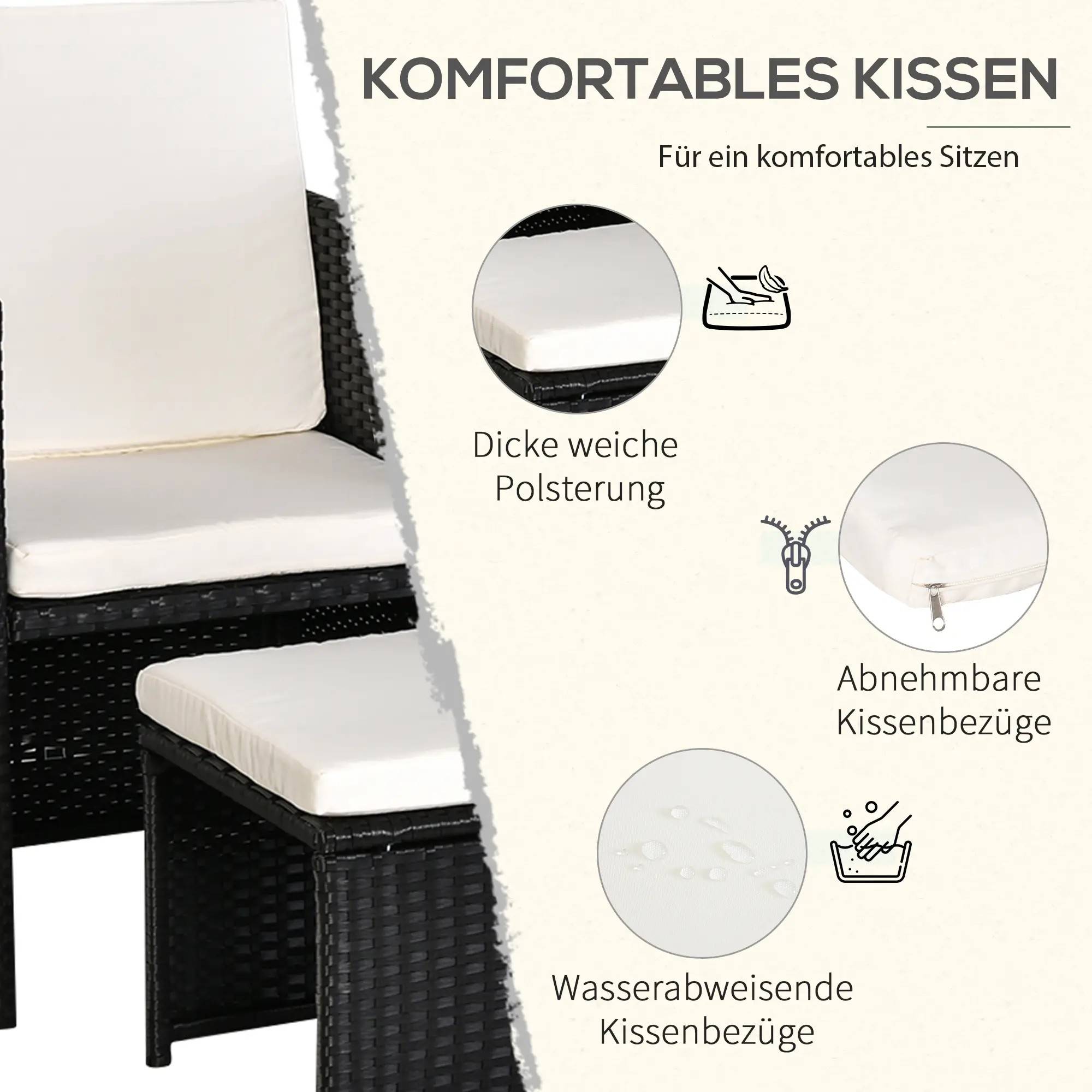 Ensemble 11 pièces polyrotin noir – complet, costaud, ultra-résistant - Image 6