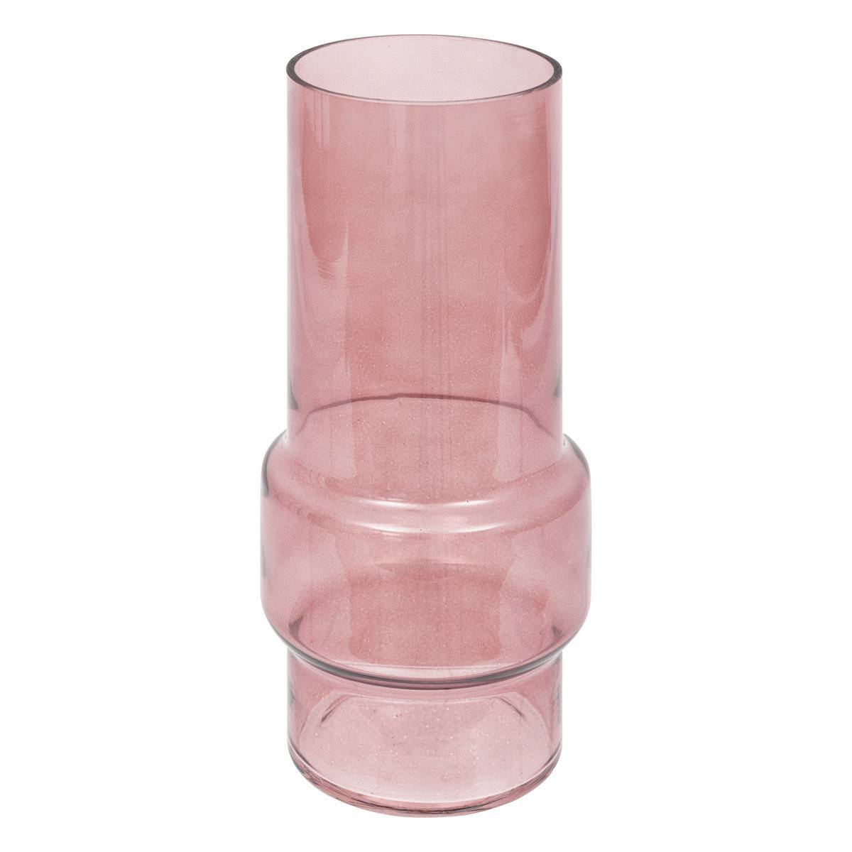 Vase en verre modelé Rose poudré H 25 cm - Image 1