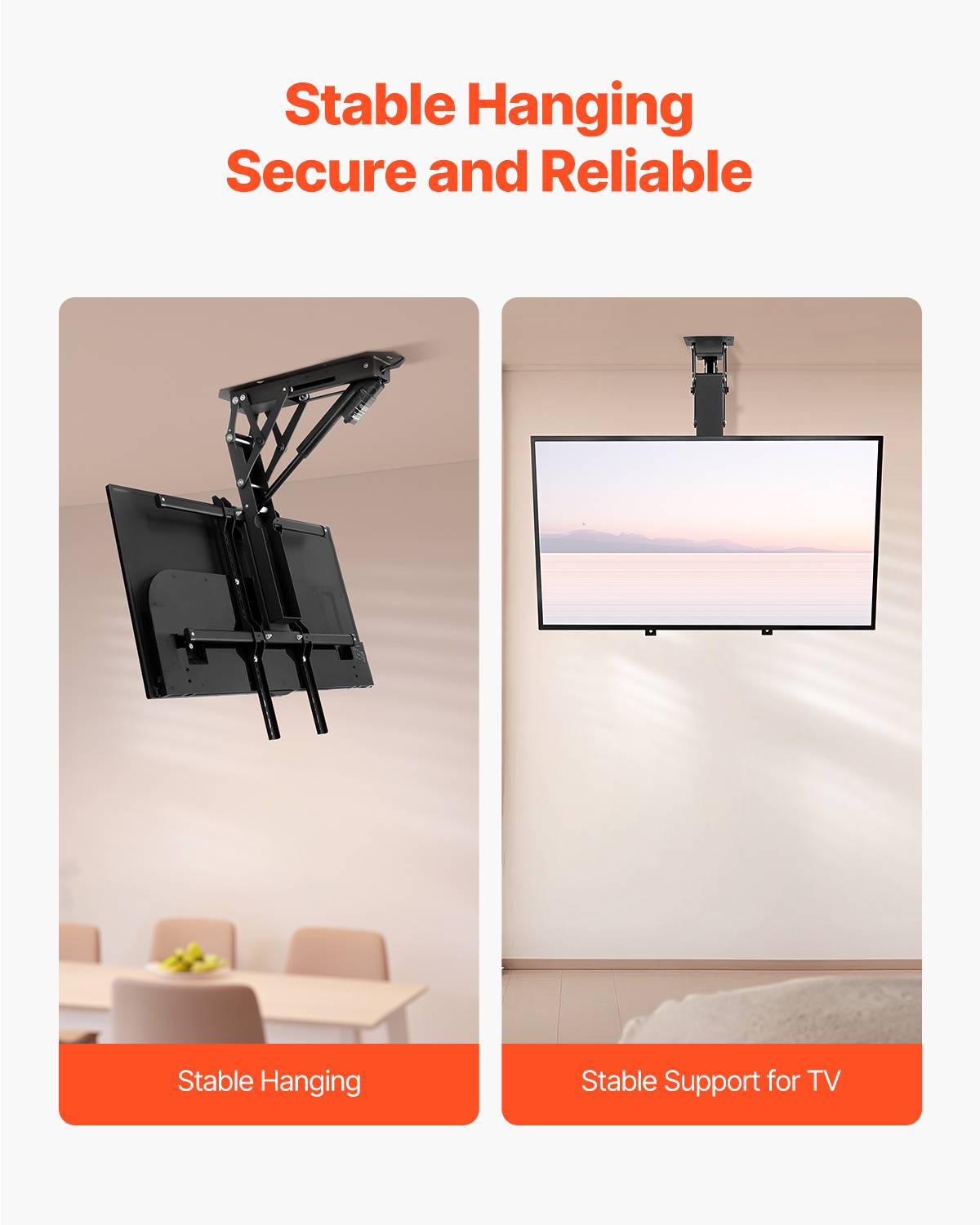 VEVOR Support TV plafond motorisé 32-65", réglable électriquement, charge 40kg, VESA 600x600mm. - Image 4
