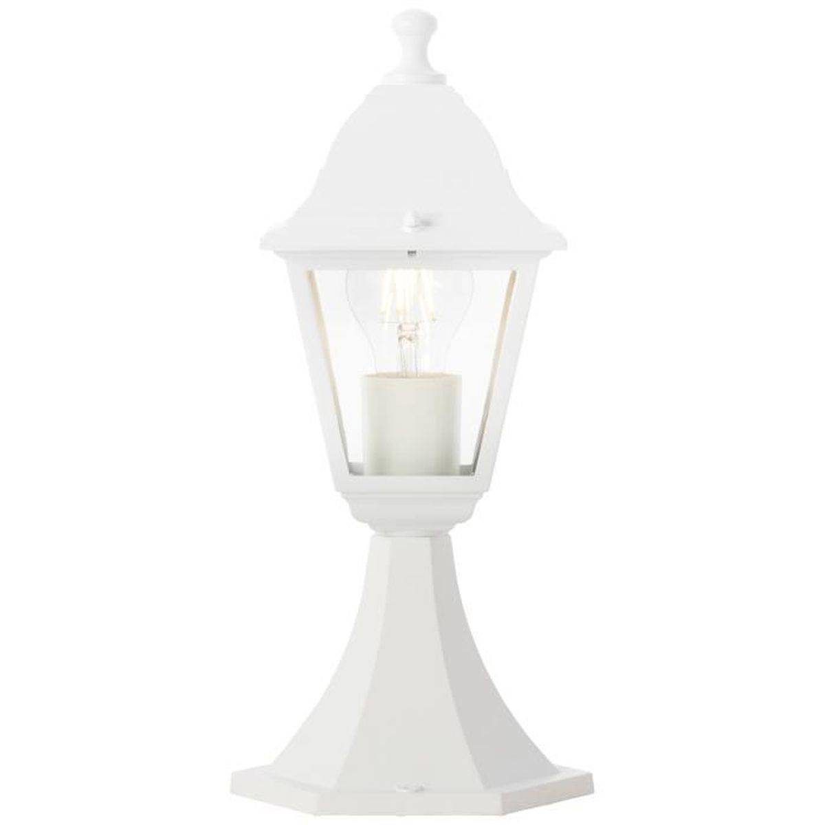 Brilliant - Borne lumineuse d’extérieur Nissie, métal blanc et verre transparent, IP44, 1 ampoule E27 60 W - BRILLIANT - Image 3