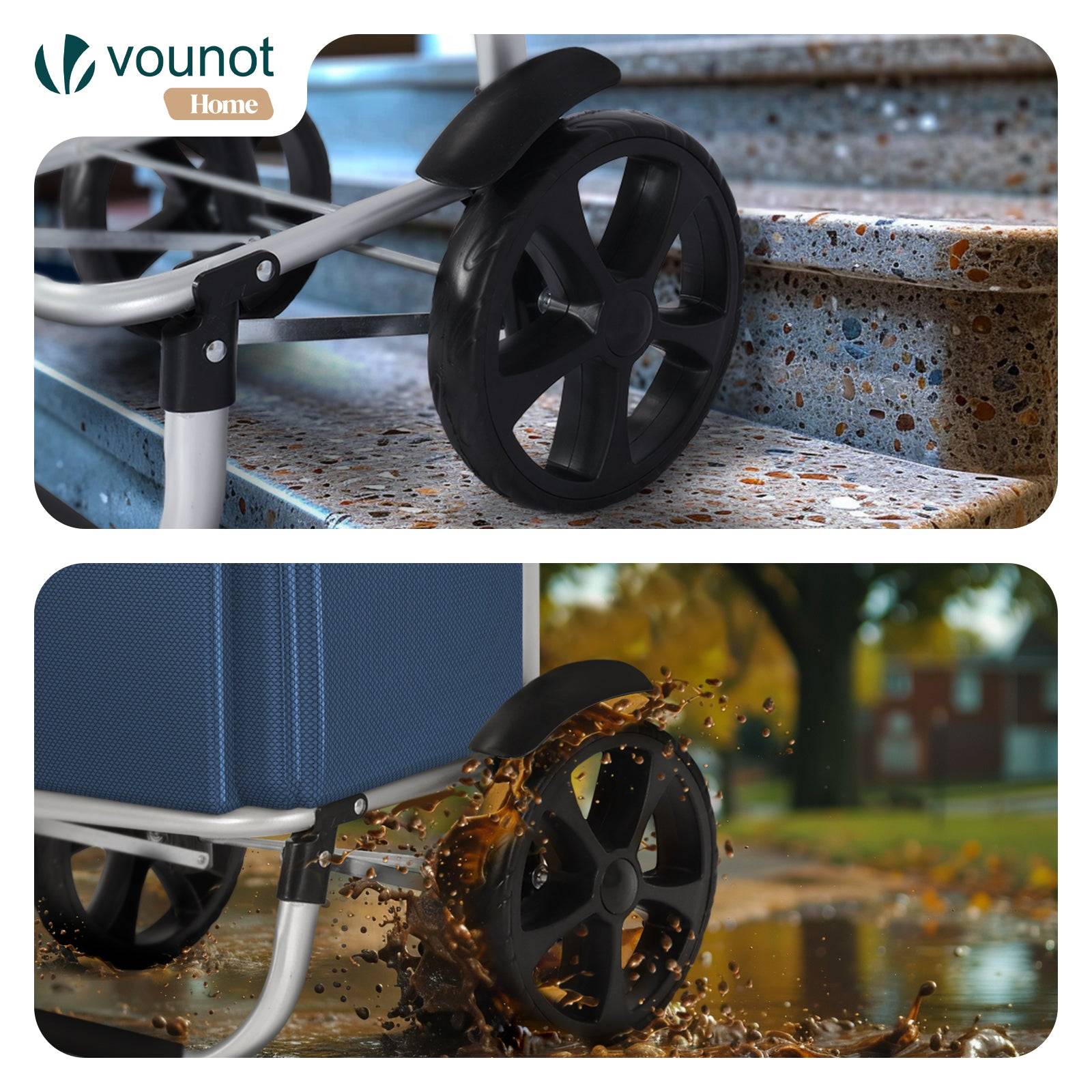 Vounot - Chariot de course pliable aluminium 2 roues bleu marine - Image 6