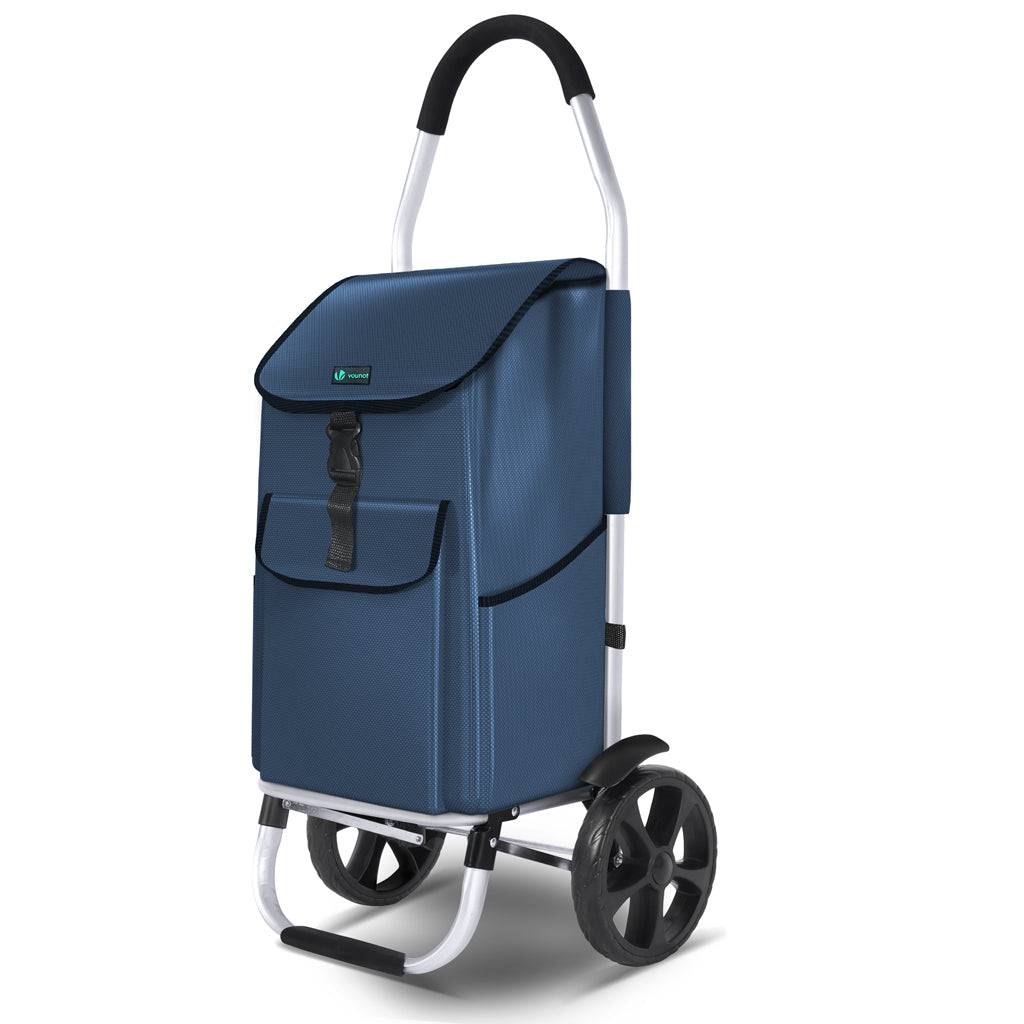 Vounot - Chariot de course pliable aluminium 2 roues bleu marine - Image 1