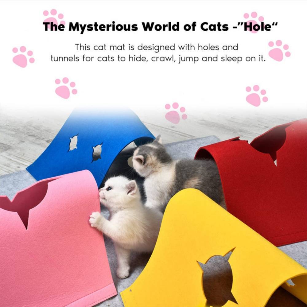 Jouets pour chats-Tunnel en feutre pour chat avec balle - Jouet pliable d'intérieur - Living123 - Image 3