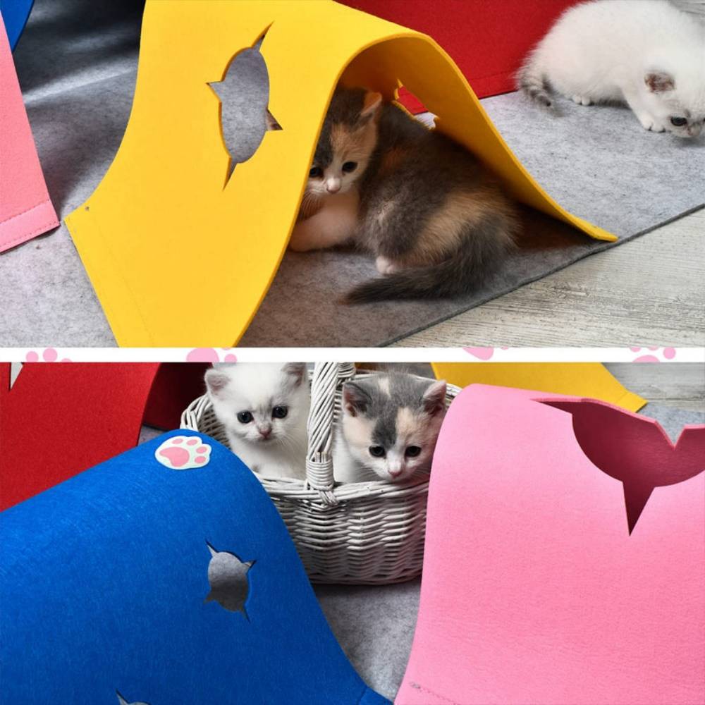 Jouets pour chats-Tunnel en feutre pour chat avec balle - Jouet pliable d'intérieur - Living123 - Image 5