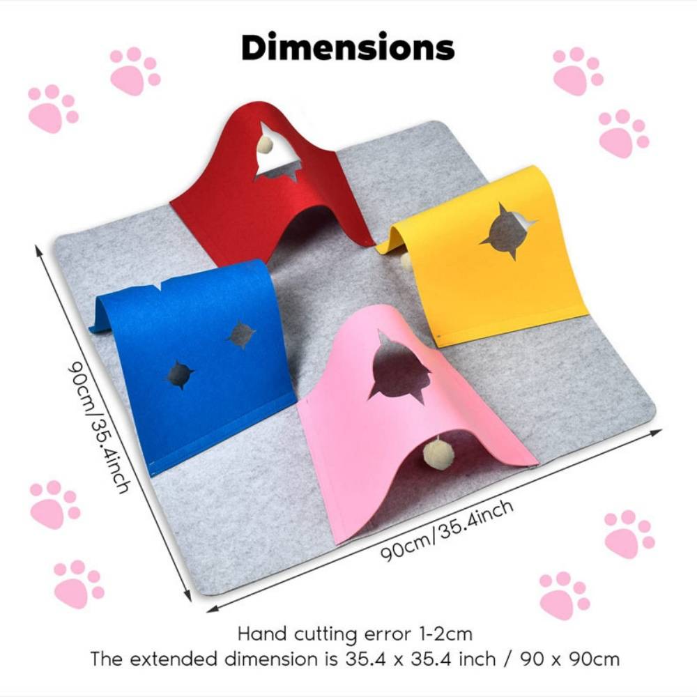 Jouets pour chats-Tunnel en feutre pour chat avec balle - Jouet pliable d'intérieur - Living123 - Image 2