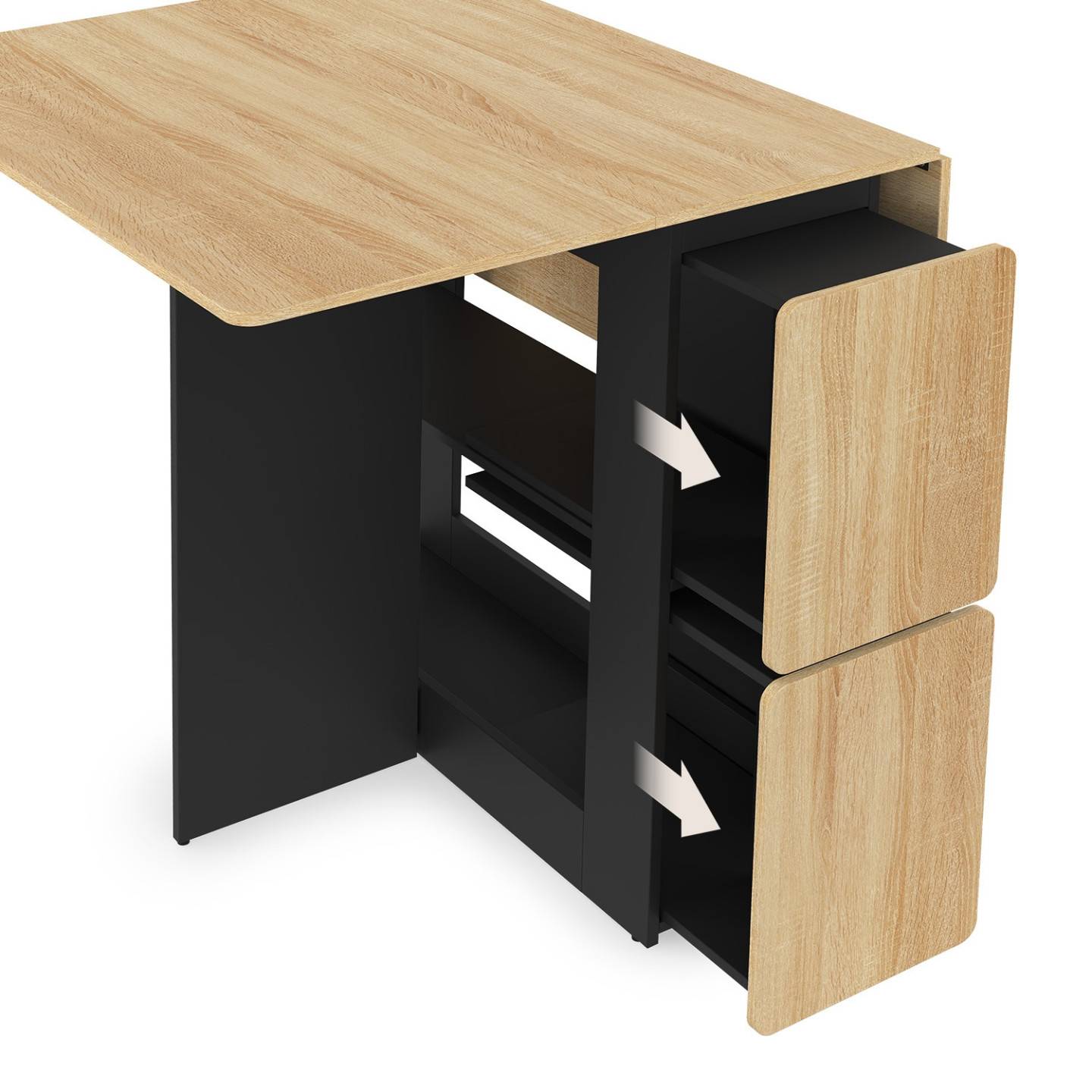 IDMARKET - Ensemble table console pliable EDI 2-4 personnes bois noir et plateau façon hêtre avec 4 tabourets - Image 6