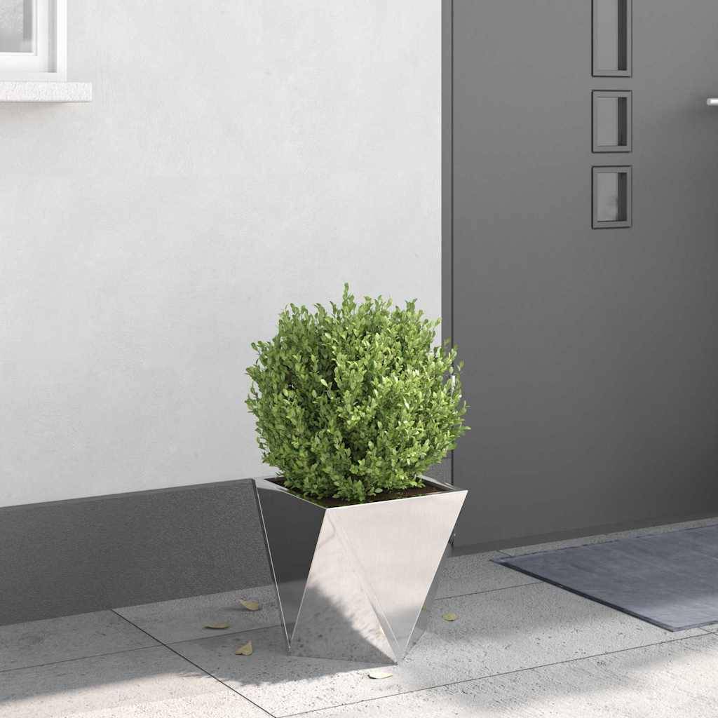 Jardinière acier inoxydable argent 30 x 30 x 30 cm - PANGIVO - Image 4