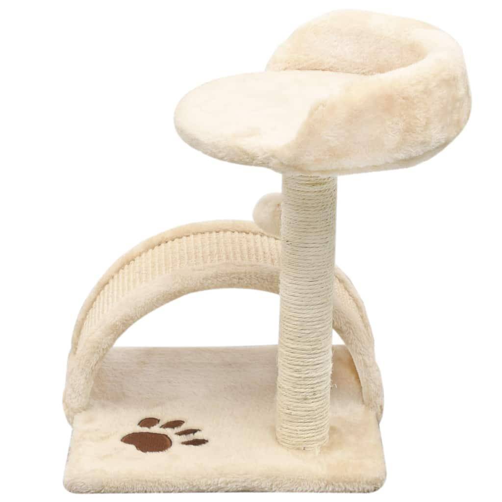 Helloshop26 - Arbre à chat griffoir grattoir niche jouet animaux peluché en sisal 40 cm beige et marron - Image 3