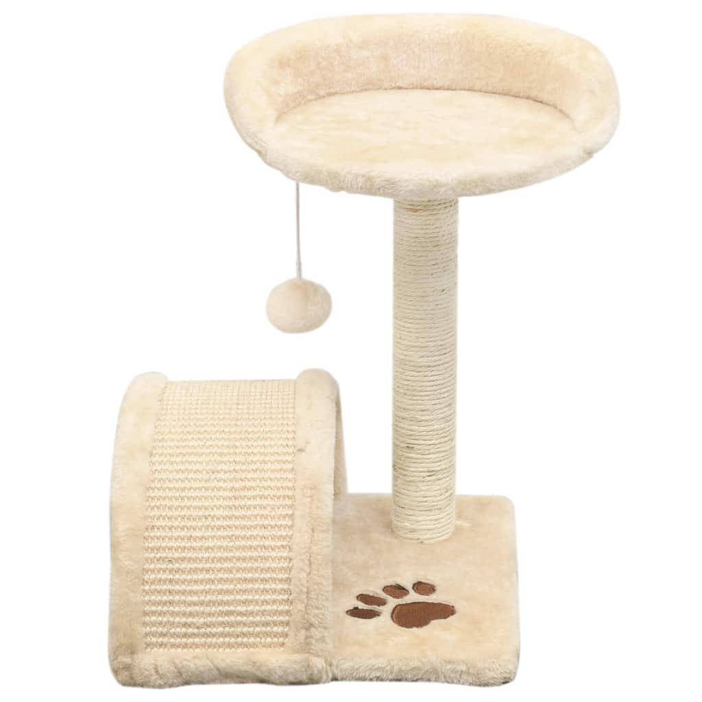 Helloshop26 - Arbre à chat griffoir grattoir niche jouet animaux peluché en sisal 40 cm beige et marron - Image 2