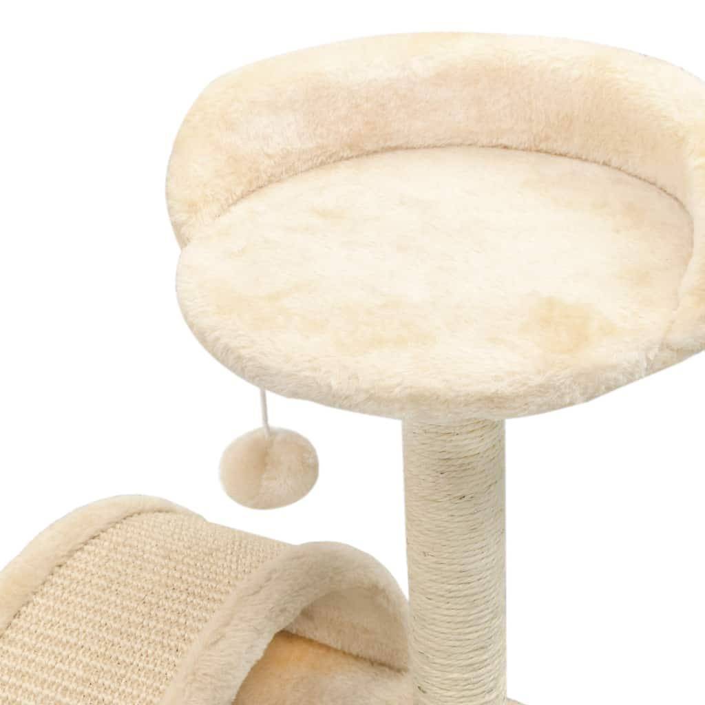 Helloshop26 - Arbre à chat griffoir grattoir niche jouet animaux peluché en sisal 40 cm beige et marron - Image 4