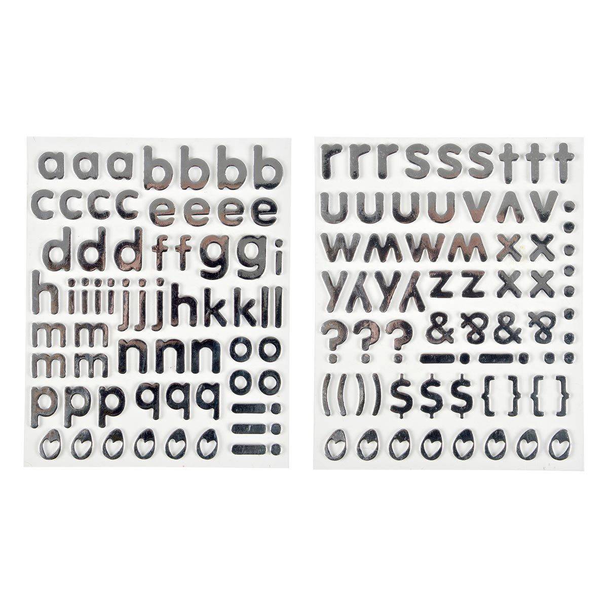Paris Prix - Lot de 2 Planches de Stickers "Alphabet" 2cm Argent